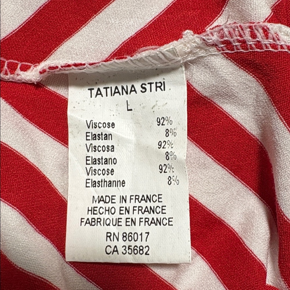 bebe Red and White Diagonal Stripe Strapless Dress - Picture 5 of 6